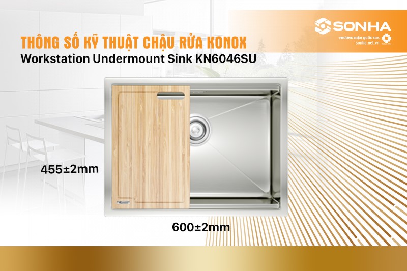 Thông số kỹ thuật của chậu rửa bát Konox Workstation Sink KN6046SU