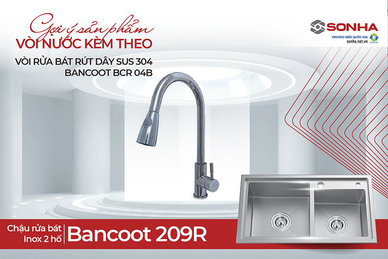 Cặp đôi chậu Bancoot 209R và vòi rửa bát Bancoot BCR 04B