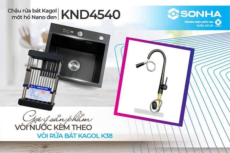 Vòi rửa bát Kagol K38 mua kèm chậu Kagol KND4540