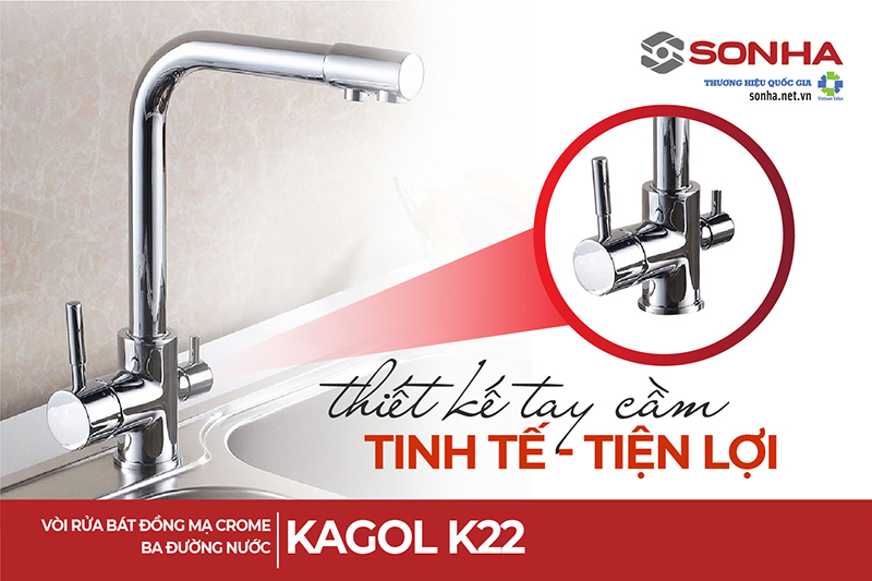 Vòi rửa bát Kagol K22 thiết kế tinh tế, tiện lợi