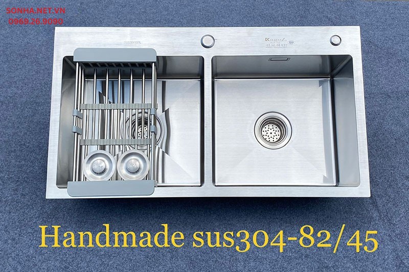 Hình ảnh thực tế của bồn rửa chén bát Kagol K8245-304 2 hố cân