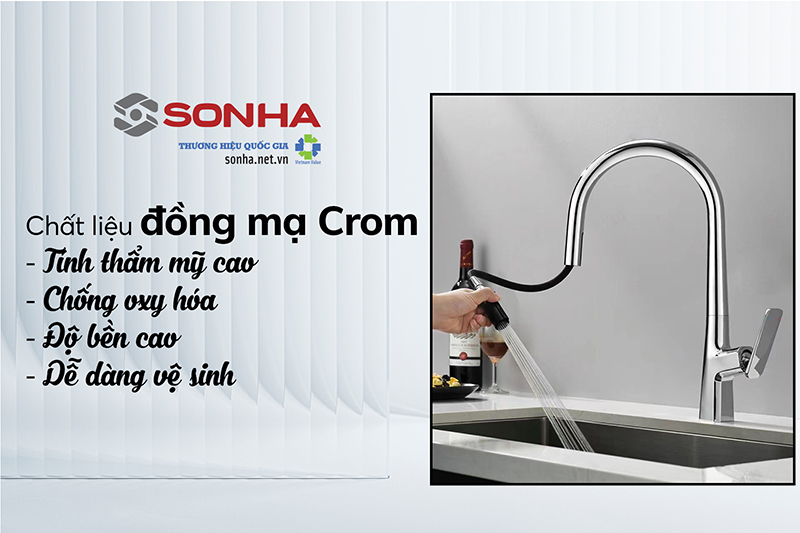 Vòi rửa bát Kagol K60 làm từ đồng mạ crom