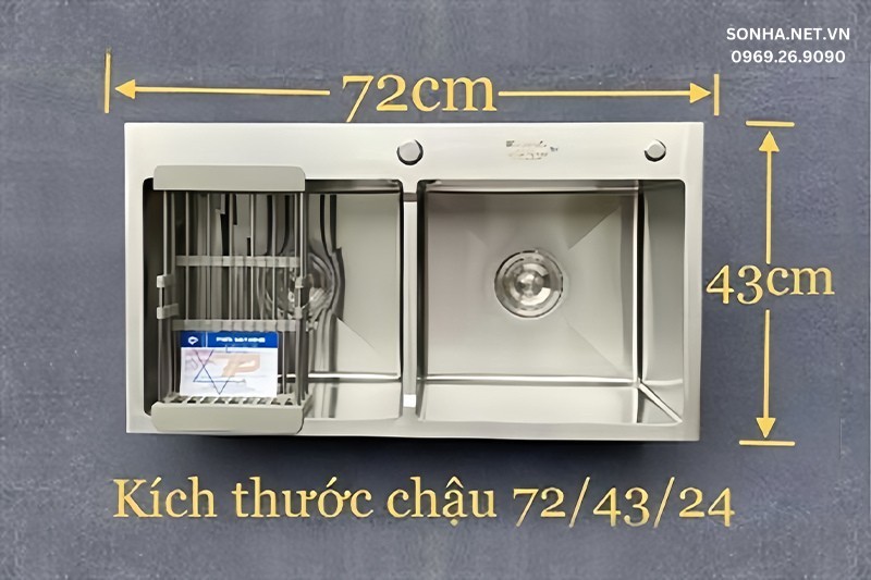Hình ảnh thực tế bồn rửa chén bát KAGOL K7243 cân 2 hố inox 201