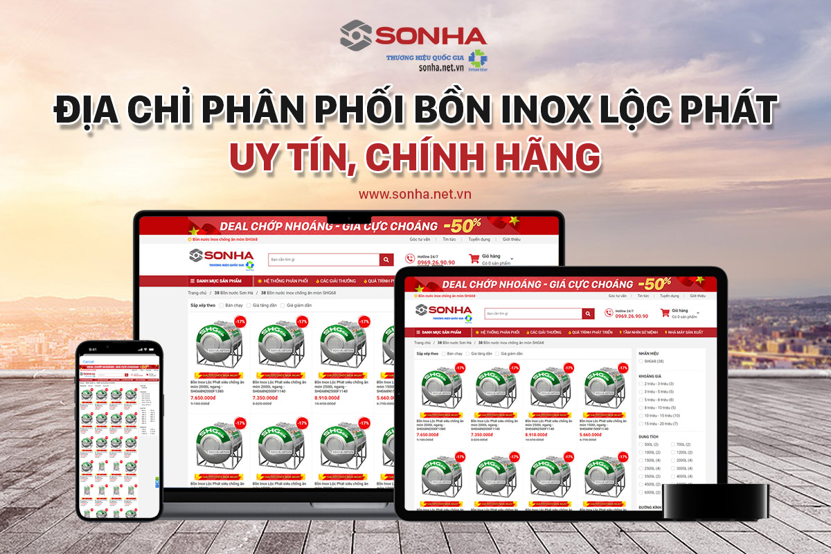 sonha.net.vn - địa chỉ phân phối bồn inox Lộc Phát uy tín, chính hãng
