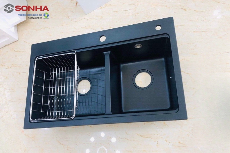 Hình ảnh thực tế của bồn rửa chén 2 hố Homaya CĐ02