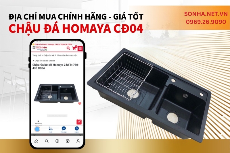 Địa chỉ mua chậu rửa b&aacute;t 2 hố lệch Homaya CĐ04