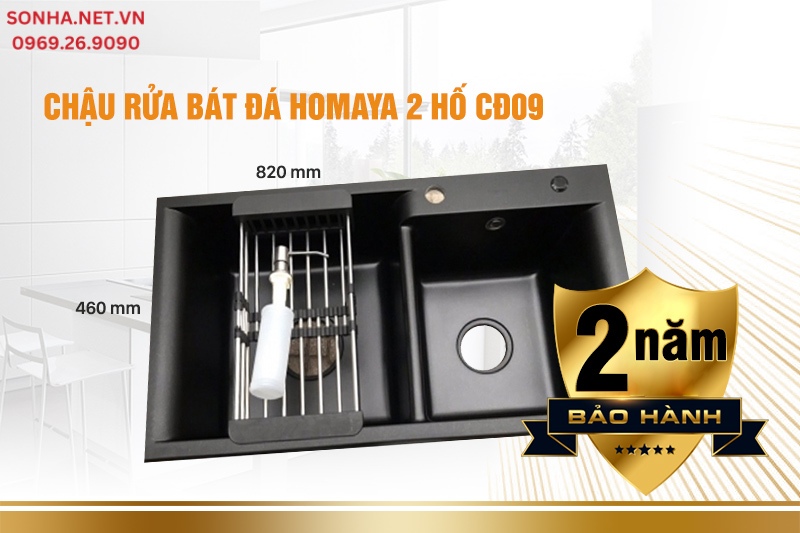 Thông số kỹ thuật của chậu rửa bát đá Homaya 2 hố CĐ09