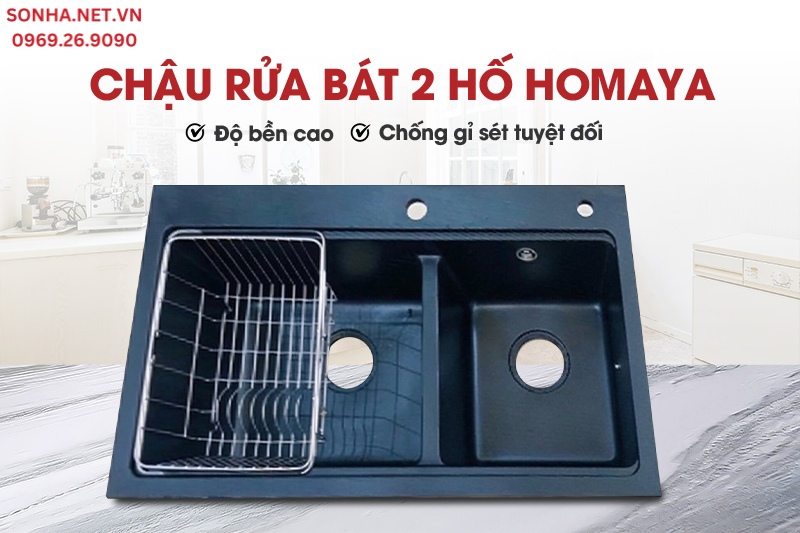 Chậu 2 hố Homaya với khả năng chống gỉ sét tuyệt đối