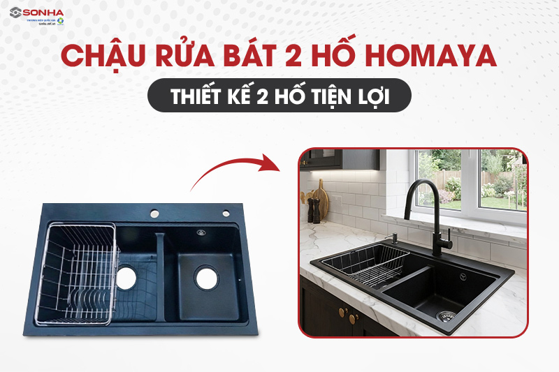 Chậu rửa Homaya sở hữu thiết kế 2 hố tiện lợi
