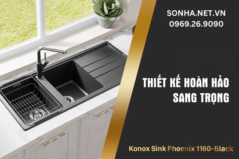 Chậu Konox Sink Phoenix 1160-Black thiết kế sang trọng