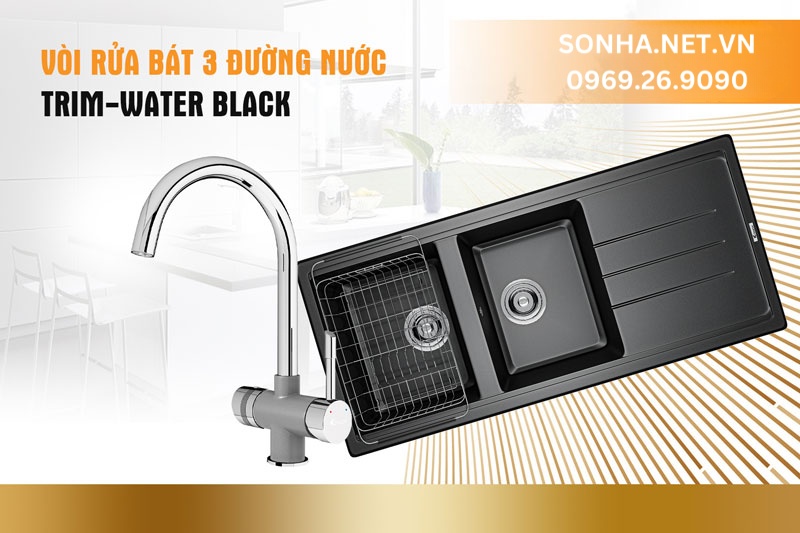 Cặp đôi tiện ích chậu Konox Sink Phoenix 1160-Black và vòi Trim Water Black
