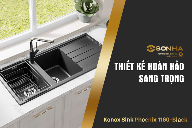 Chậu Konox Sink Phoenix 1160-Black thiết kế sang trọng