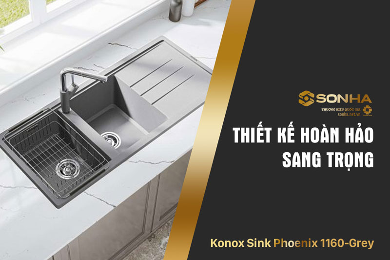 Chậu rửa chén bằng đá Konox Sink Phoenix 1160-Grey thiết kế sang trọng