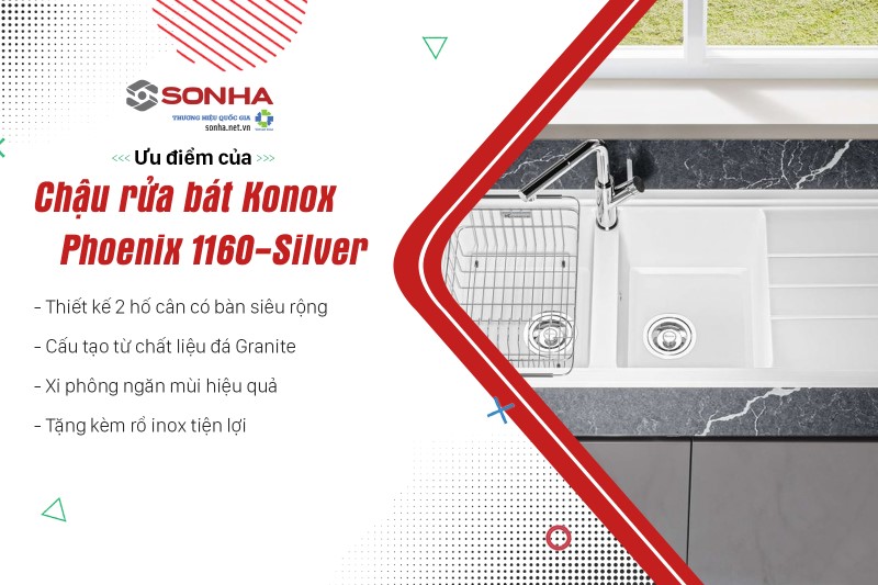 Ưu điểm của chậu rửa bát Konox Phoenix 1160-Silver