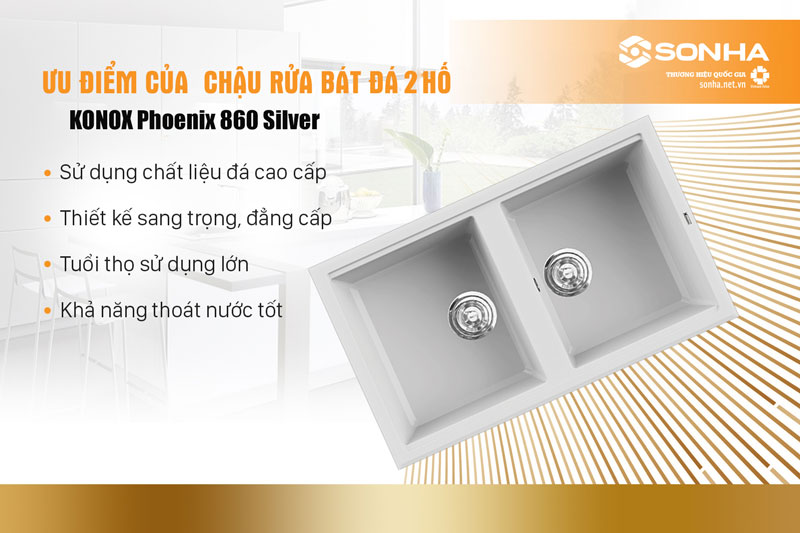 4 ưu điểm chậu đá Konox Phoenix 860 Silver