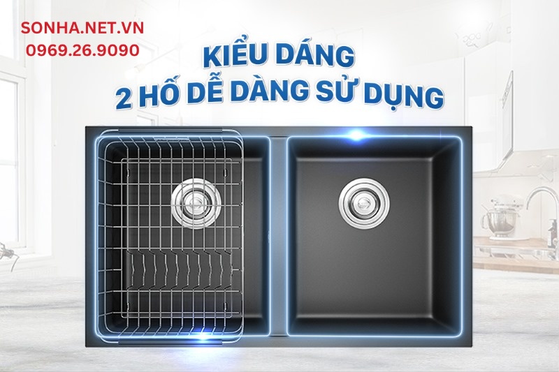 Kiểu dáng 2 hố dễ dàng sử dụng