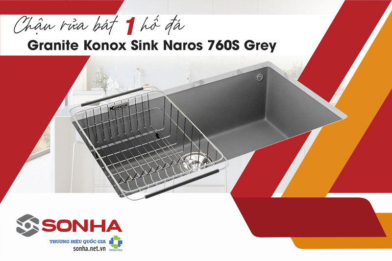 Chậu đá Konox Sink Naros 760S Grey