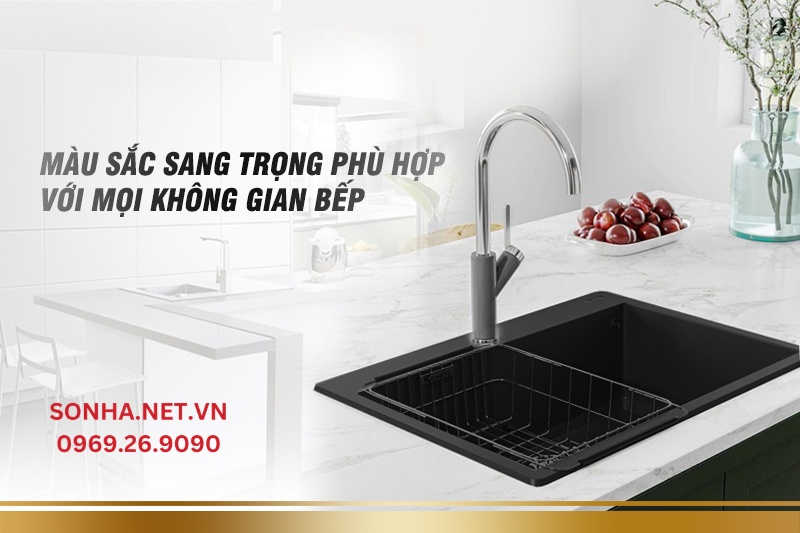 Màu sắc sang trọng phù hợp với mọi không gian bếp