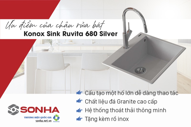 Ưu điểm của chậu rửa bát Konox Sink Ruvita 680 Silver