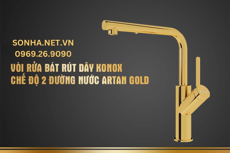 V&ograve;i rửa b&aacute;t r&uacute;t d&acirc;y Konox chế độ 2 đường nước Artan Gold