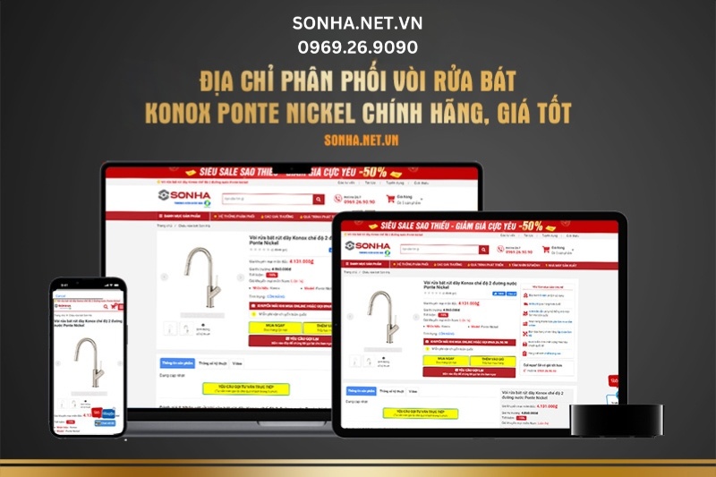 Sonha.net.vn - địa chỉ phân phối vòi rửa bát Konox Ponte Nickel chính hãng, giá tốt