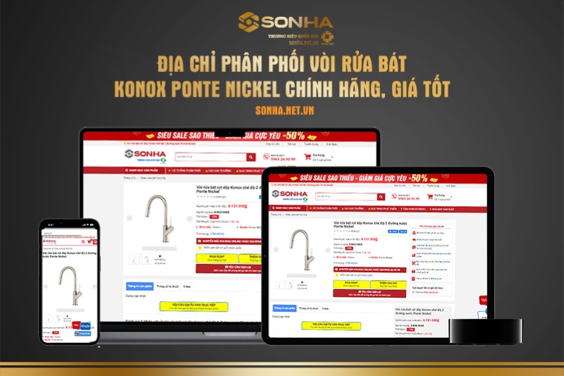  Sonha.net.vn - địa chỉ phân phối vòi rửa bát Konox Ponte Nickel chính hãng, giá tốt