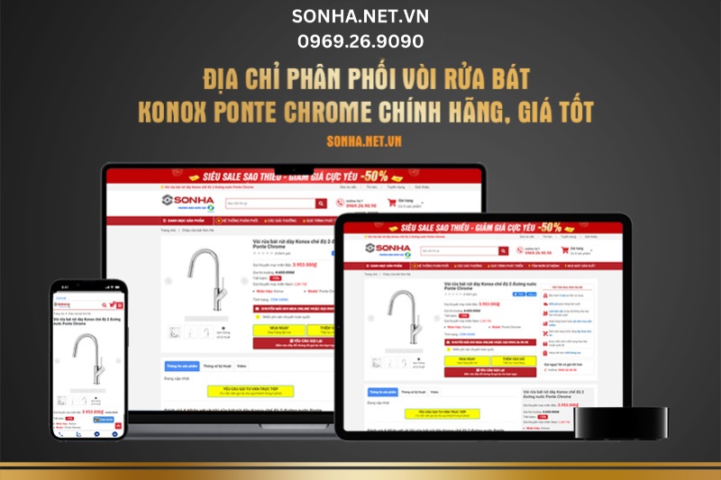Sonha.net.vn - địa chỉ ph&acirc;n phối v&ograve;i rửa b&aacute;t Konox Ponte Chrome