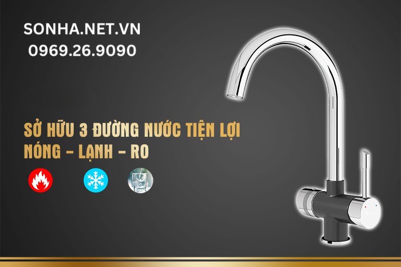 T&iacute;ch hợp 3 đường nước n&oacute;ng-lạnh-RO phục vụ gia đ&igrave;nh bạn