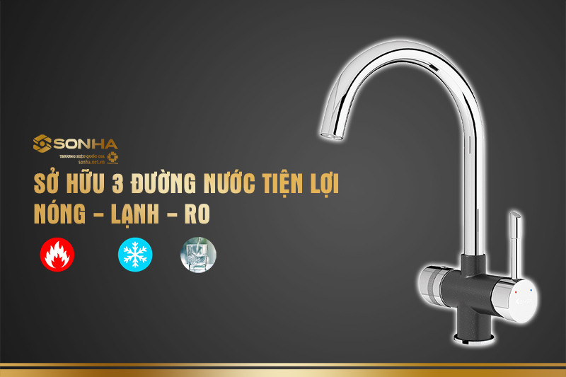 Tích hợp 3 đường nước nóng-lạnh-RO phục vụ gia đình bạn