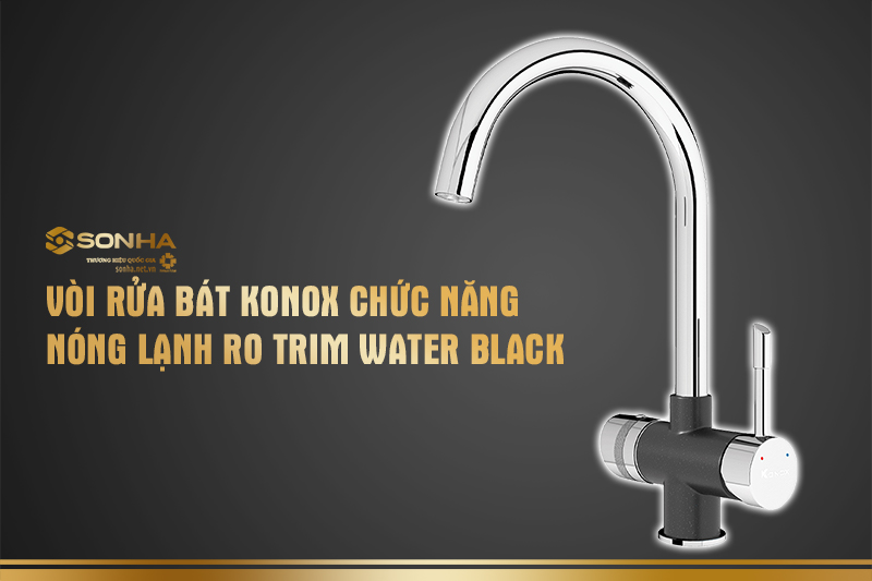 Vòi rửa bát Konox kết hợp chức năng nóng lạnh + RO Trim-Water Black