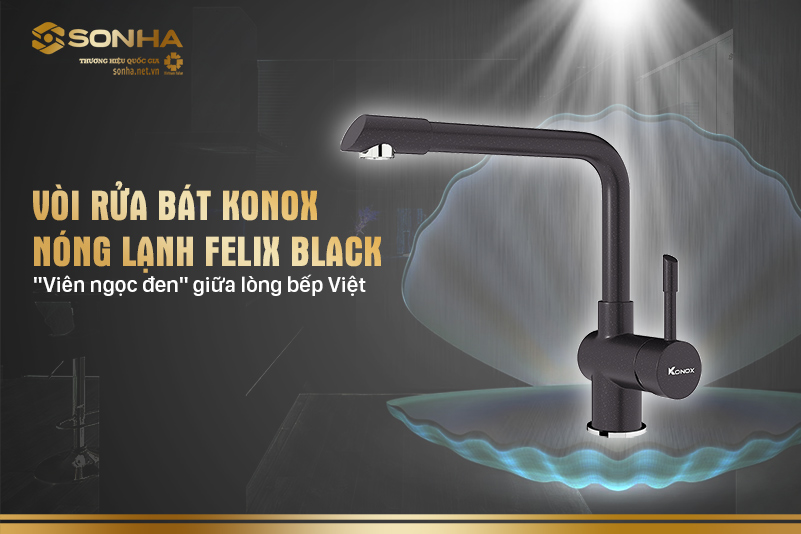 Vòi rửa bát Konox chức năng nóng lạnh Felix Black