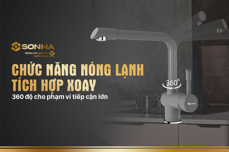 Chức năng nóng lạnh tích hợp xoay 360 độ cho phạm vi tiếp cận lớn