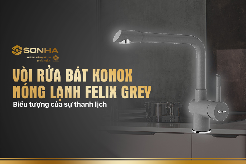 Vòi rửa bát Konox chức năng nóng lạnh Felix Grey 