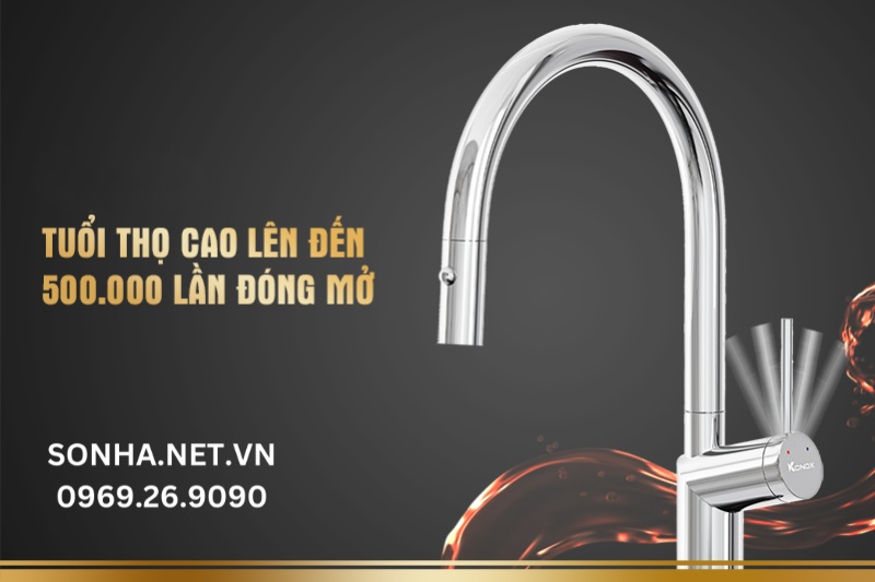 Tuổi thọ cao đi c&ugrave;ng năm th&aacute;ng với 500.000 lần đ&oacute;ng mở