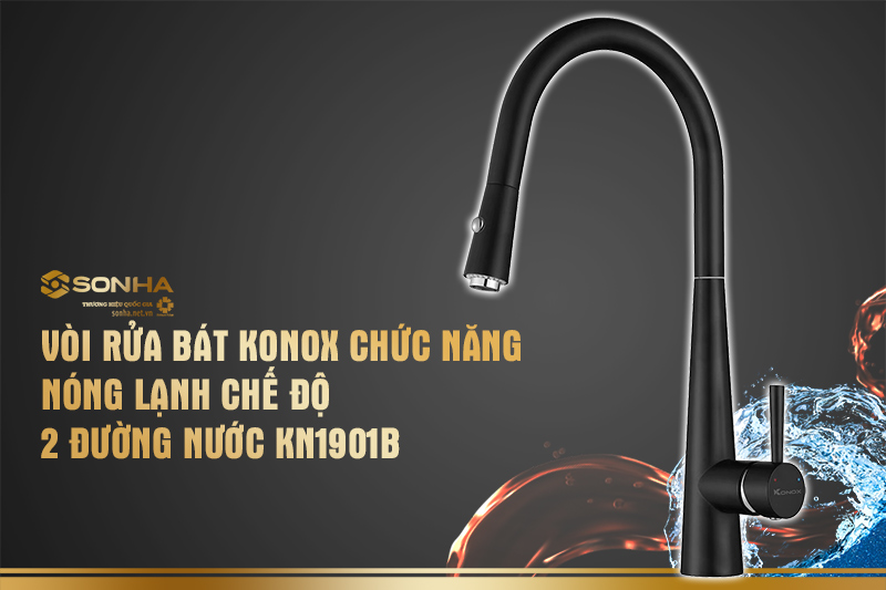 Vòi rửa bát Konox chức năng nóng lạnh rút dây Konox chế độ 2 đường nước KN1901B