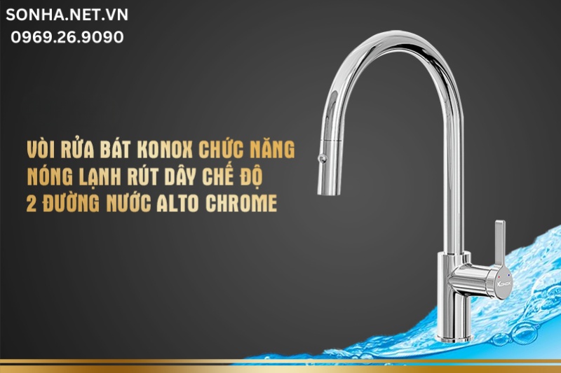 Vòi rửa bát Konox chế độ 2 đường nước ALTO CHROME