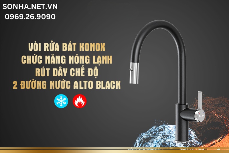 V&ograve;i rửa b&aacute;t Konox chế độ 2 đường nước ALTO BLACK