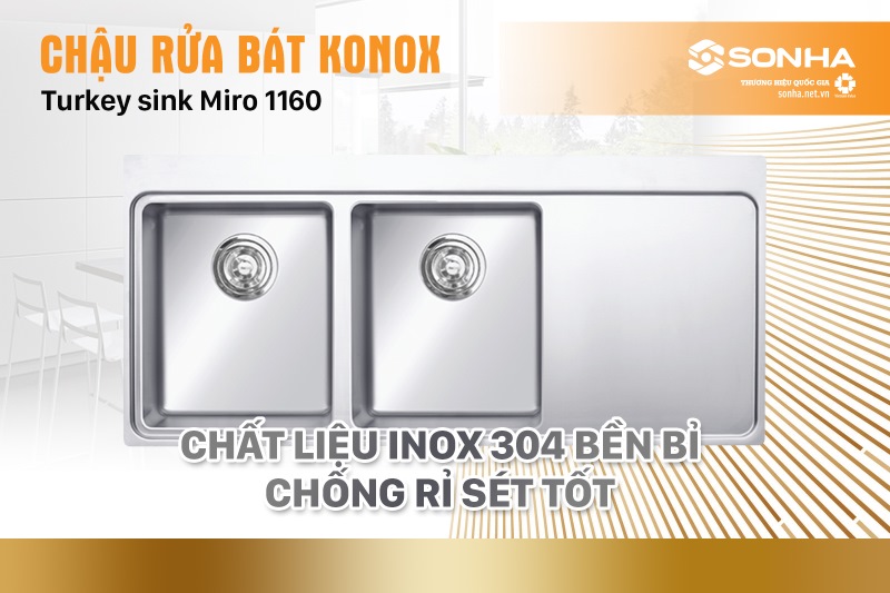 Chất liệu inox 304 bền bỉ, chống rỉ sét tốt