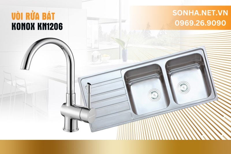 V&ograve;i rửa b&aacute;t Konox chức năng n&oacute;ng lạnh KN1206