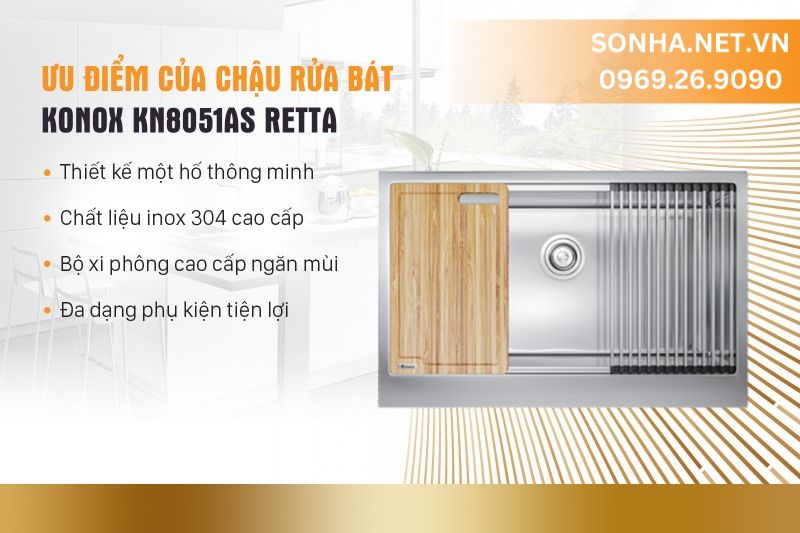 Ưu điểm của chậu rửa bát Konox KN8051AS Retta
