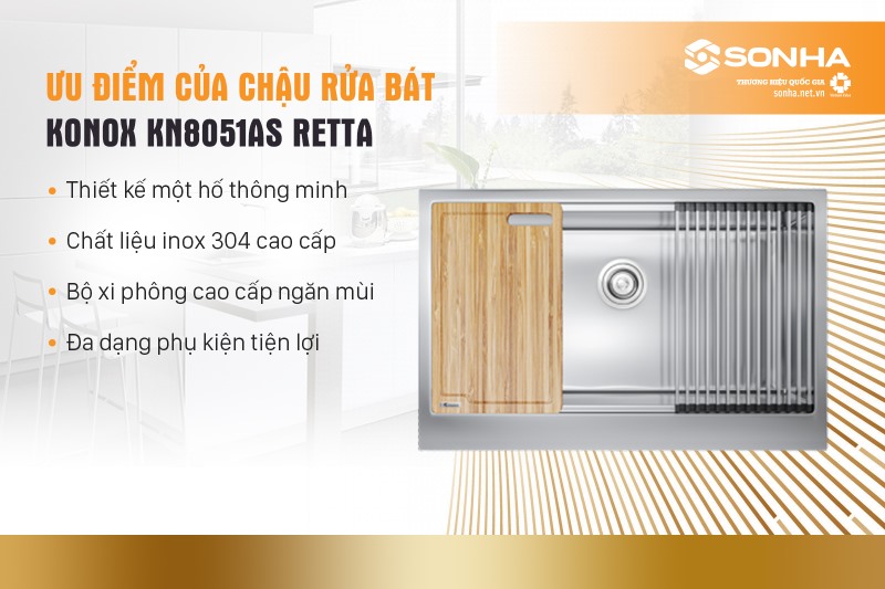 Ưu điểm của chậu rửa bát Konox KN8051AS Retta