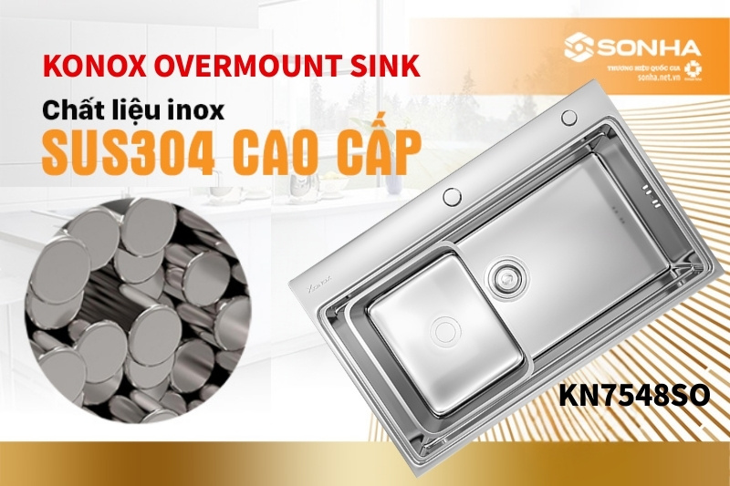 Chậu konox KN7548SO được sản xuất từ inox SUS304