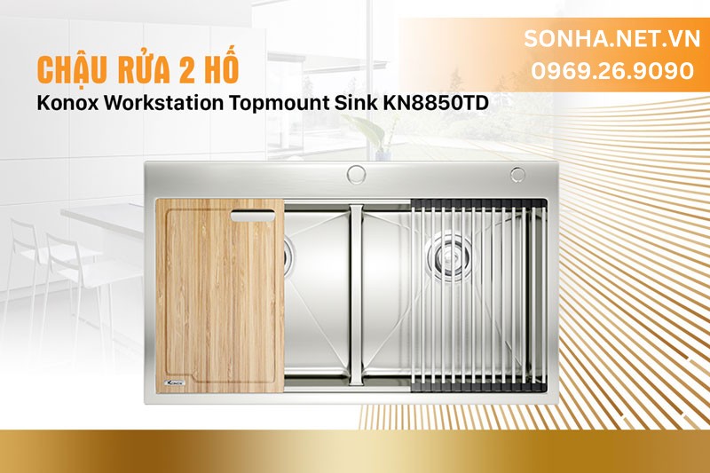 Chậu rửa b&aacute;t Konox KN8850TD cao cấp, tối ưu c&ocirc;ng năng