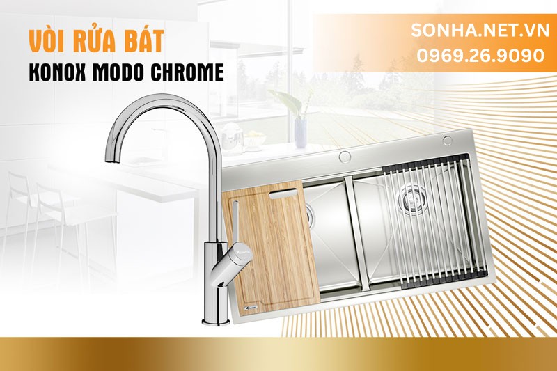 Tiện &iacute;ch sử dụng lắp chậu rửa Konox KN8850TD v&agrave; v&ograve;i Konox Modo Chrome