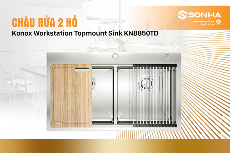 Chậu rửa Konox KN8850TD Workstation Topmount Sink