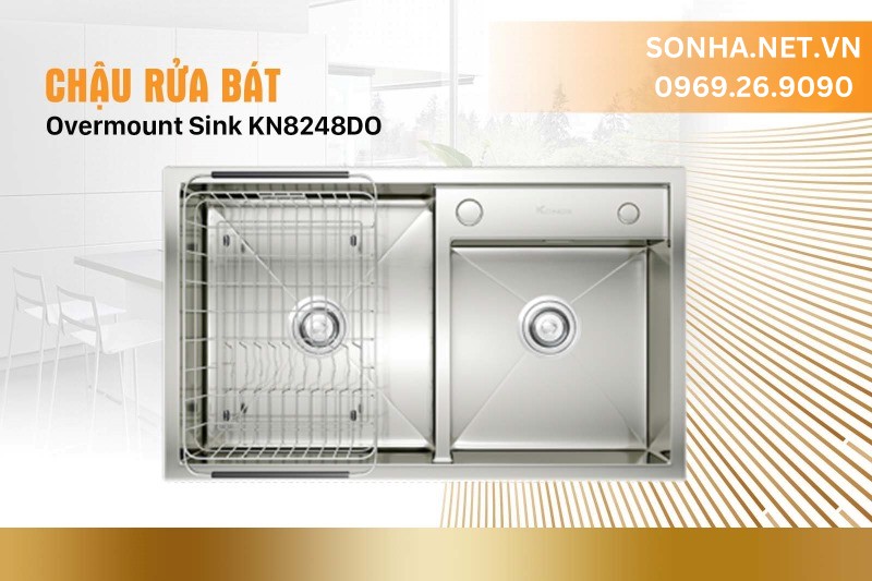 Chậu rửa b&aacute;t 2 hố KONOX Overmount Sink KN8248DO
