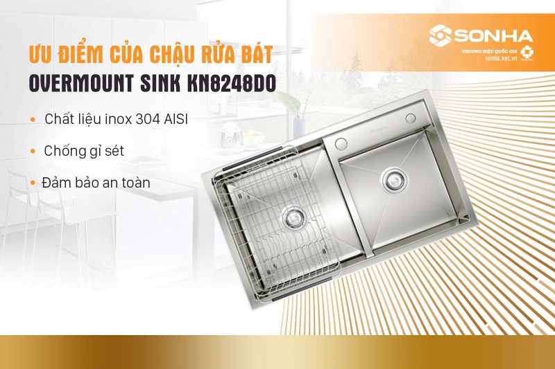 Đặc điểm nổi bật chậu rửa bát Konox Overmount Sink KN8248DO