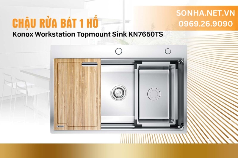 Chậu rửa bát 1 hố Konox Workstation Topmount Sink KN7650TS