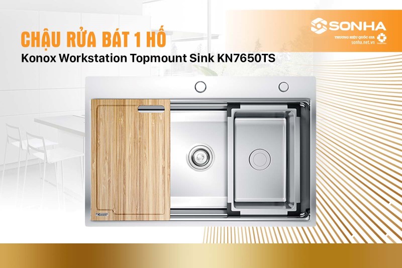 Chậu rửa bát 1 hố Konox Workstation Topmount Sink KN7650TS