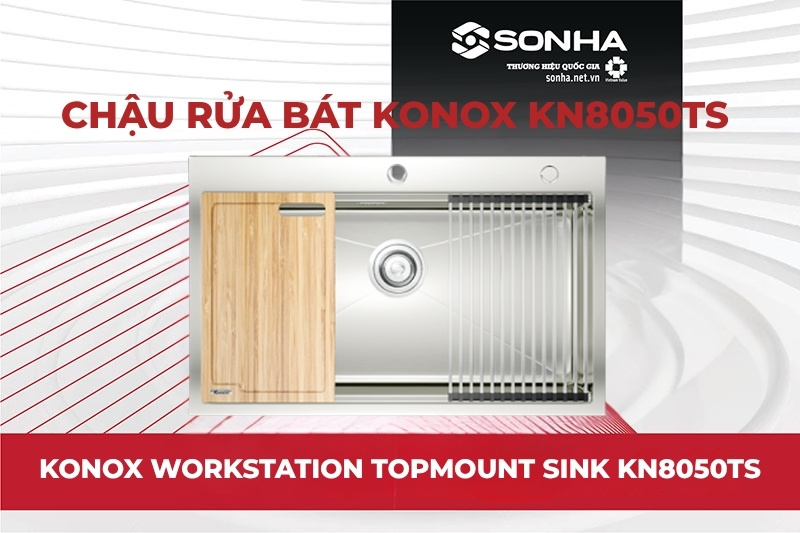 Siêu phẩm chậu rửa bát 1 hố cao cấp Konox KN8050TS